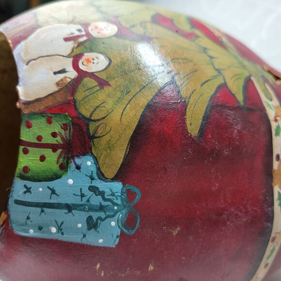 Hand Painted Lighted Santa Gourd Large 17” Holiday Christmas Folk Art Primitive - Picture 8 of 16
